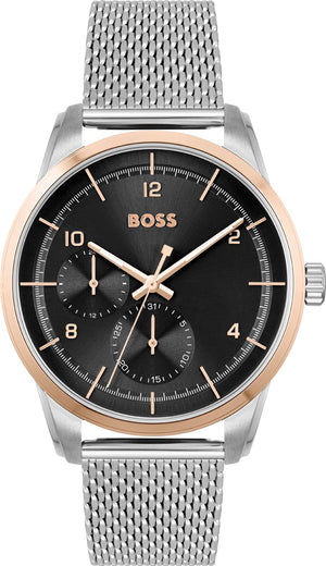 Hugo Boss Sophio Black Dial Silver Mesh Bracelet Watch for Men -1513961