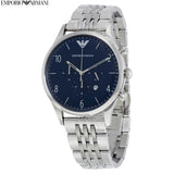 Emporio Armani Chronograph Blue Dial Silver Steel Strap Watch For Men - AR1942