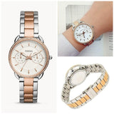 Fossil Tailor White Dial Two Tone Stainless Steel Strap Watch for Women - ES4396