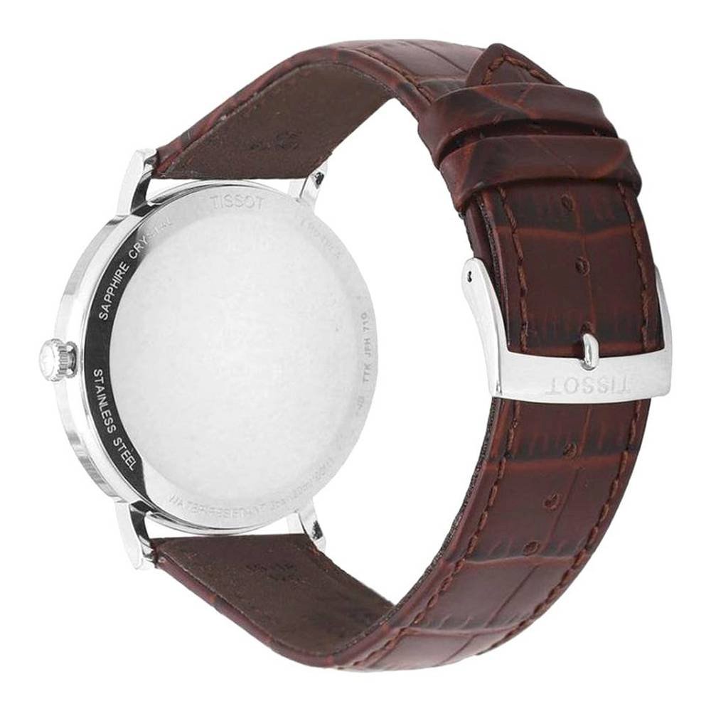 Tissot T Classic Everytime White Dial Brown Leather Strap Watch For Men - T109.410.16.033.00