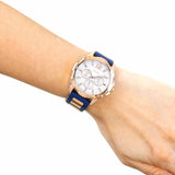 Guess Interpid White & Rose Gold Dial Blue Silicone Strap Watch For Women - W0325L8