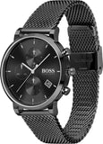 Hugo Boss Oxygen Black Dial Black Mesh Bracelet Watch for Men - 1513636