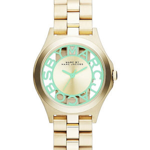 Marc Jacobs Henry Gold Dial Gold Steel Strap Watch for Women - MBM3295