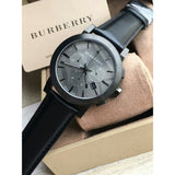 Burberry The City Black Dial Black Leather Strap Watch for Men - BU9364