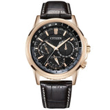 Citizen Eco Drive Calendrier Black Dial Brown Leather StrapWatch For Men - BU2023-12E