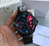 Diesel Uber Chief Chronograph Red Dial Black Steel Strap Watch For Men - DZ7373