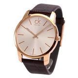 Calvin Klein City Silver Dial Brown Leather Strap Watch For Men - K2G21629