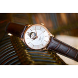 Tissot Tradition Powermatic 80 Open Heart Silver Dial Brown Leather Strap Watch For Men - T063.907.36.038.00