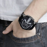 Diesel Mr Daddy Black Dial Black Leather Strap Watch For Men - DZ7313