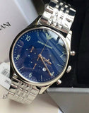 Emporio Armani Chronograph Blue Dial Silver Steel Strap Watch For Men - AR1942