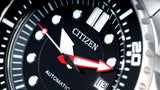 Citizen Mechanical Black Dial Silver Steel Strap Watch For Men - NJ0120-81E