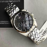 Emporio Armani Franco Black Dial Silver Steel Strap Watch For Men - AR0373