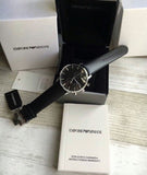 Emporio Armani Gianni Chronograph Black Dial Black Leather Strap Watch For Men - AR0397