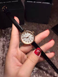 Marc Jacobs Sally White Dial Black Leather Strap Watch for Women - MBM1352