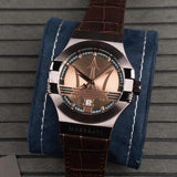 Maserati Potenza Brown Dial Brown Leather Strap Watch For Men - R8851108011