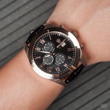 Maserati Traguardo Chronograph Black Dial Black Leather Strap Watch For Men - R8871612002