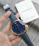 Emporio Armani Chronograph Midnight Blue Dial Blue Leather Strap Watch For Men - AR1862