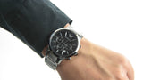 Emporio Armani Classic Chronograph Black Dial Silver Steel Strap Watch For Men - AR2434