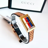 Gucci G-Frame Mother of Pearl Dial Snakeskin Strap Watch For Women - YA147402