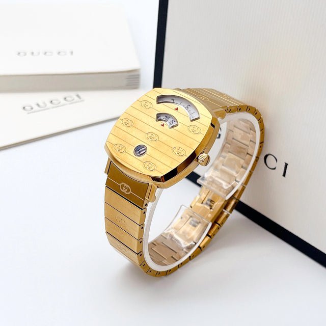 Gucci Grip Yellow Gold Dial Yellow Gold Steel Strap Unisex Watch