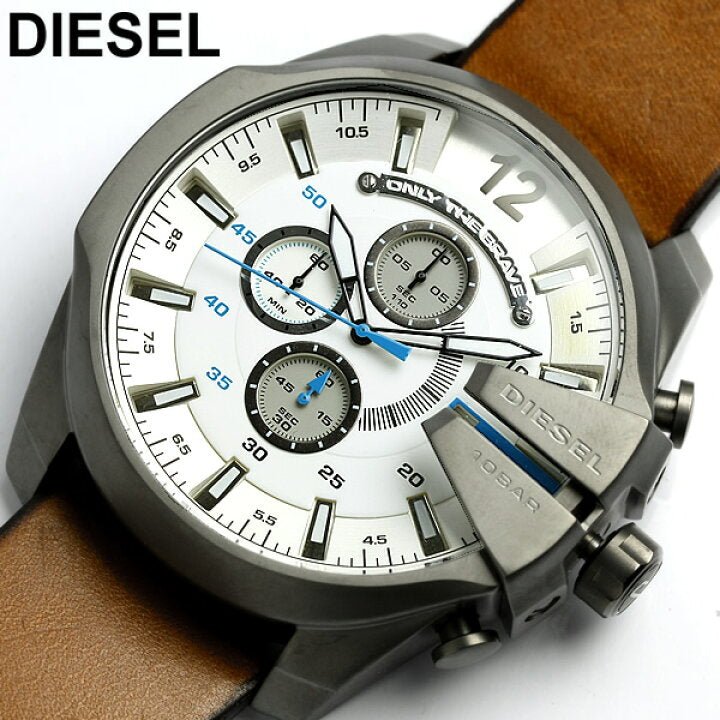 Diesel Mega Chief DZ4280 reloj de cuero marrón metalizado para hombre