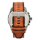 Diesel Mega Chief Quartz Chronograph Brown Leather Strap Watch For Men - DZ4343