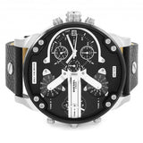 Diesel Mr Daddy Black Dial Black Leather Strap Watch For Men - DZ7313