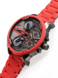 Diesel Mr Daddy 2.0 Black Dial Red Steel Strap Watch For Men - DZ7370