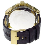 Diesel Mr Daddy Black & Gold Dial Black Leather Strap Watch For Men - DZ7371