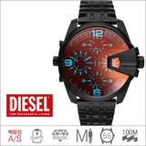 Diesel Uber Chief Chronograph Red Dial Black Steel Strap Watch For Men - DZ7373