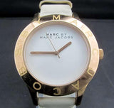 Marc Jacobs Blade White Dial White Leather Strap Watch for Women - MBM1201