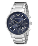 Emporio Armani Renato Chronograph Blue Dial Silver Steel Strap Watch For Men - AR2448