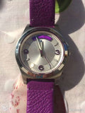 Marc Jacobs Baby Dave Silver Dial Purple Leather Strap Watch for Women - MBM1262