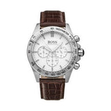 Hugo Boss Ikon White Dial Brown Leather Strap Watch for Men - 1513175