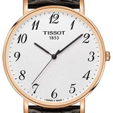 Tissot T Classic Everytime White Dial Black Leather Strap Watch For Men - T109.610.36.032.00