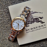 Burberry Heritage Silver Dial Two Tone Steel Strap Watch for Women - BU1857