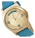 Marc Jacobs Baby Dave Champagne Dial Teal Leather Strap Watch for Women - MBM1263