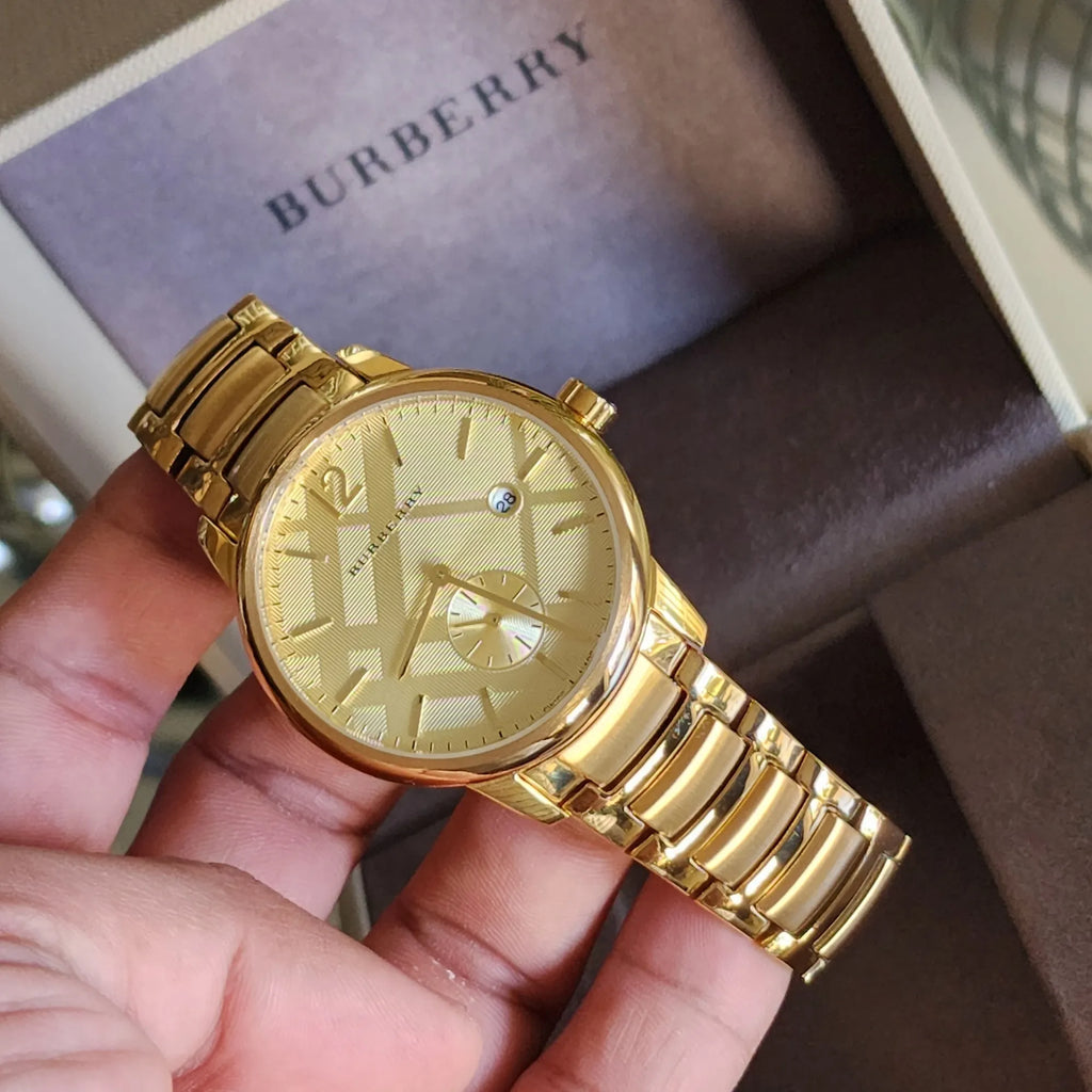 Burberry The Classic Yellow Gold Dial Yellow Gold Steel Strap