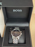 Hugo Boss Jet Black Dial Silver Steel Strap Watch for Men - 1513383