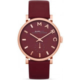 Marc Jacobs Baker Maroon Dial Maroon Leather Strap Watch for Women - MBM1271