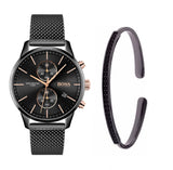 Hugo Boss Associate Black Dial Black Mesh Bracelet Watch for Men - 1513811