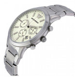 Emporio Armani Renato Chronograph Cream Dial Silver Steel Strap Watch For Men - AR2458