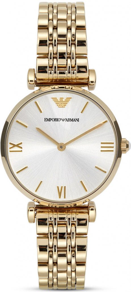 Emporio Armani Gianni T Bar silbernes Zifferblatt mit goldenem