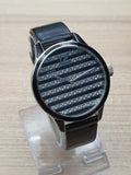 Marc Jacobs Lidia Stripe Glitz Black Dial Black Leather Strap Watch for Women - MBM1166