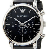 Emporio Armani Luigi Chronograph Black Dial Black Leather Watch For Men - AR1828