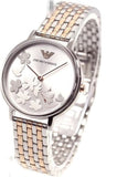 Emporio Armani Silver Sunray Dial Two Tone Steel Strap Watch For Women - AR11113
