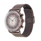 Emporio Armani Aviator Chronograph Grey Dial Brown Mesh Bracelet Watch For Men - AR11169