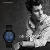 Emporio Armani Aviator Chronograph Blue Dial Black Mesh Bracelet Watch For Men - AR11201