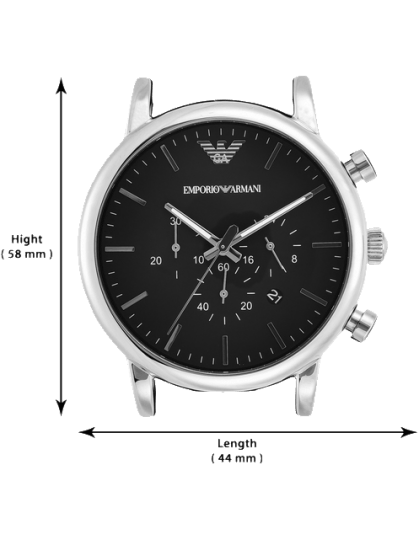 Emporio Armani Luigi Chronograph Black Dial Black Leather Watch For Men