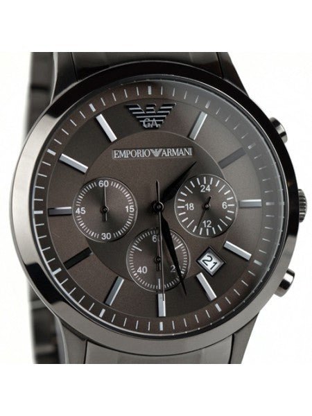 Emporio Armani Watch Grey Men For Chronograph Dial Strap Classic Grey Steel